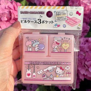 Sanrio Pink 3 Section Pocket Pill Box Case